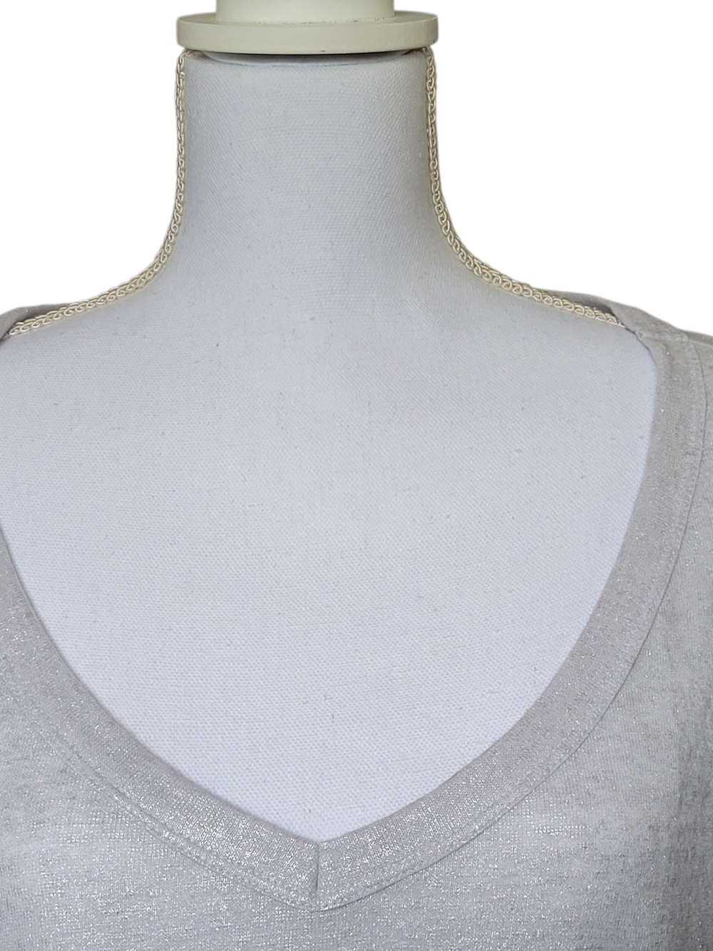 Lane Bryant Silver Shimmer Metallic V-Neck Tee - Plus Size - Picture 3 of 4